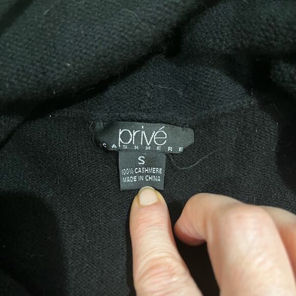 NEW Prive Cashmere Mini Exaggerated Cowl Neck 3/4 Sleeve Mini Dress Tunic S NWOT - Picture 10 of 16